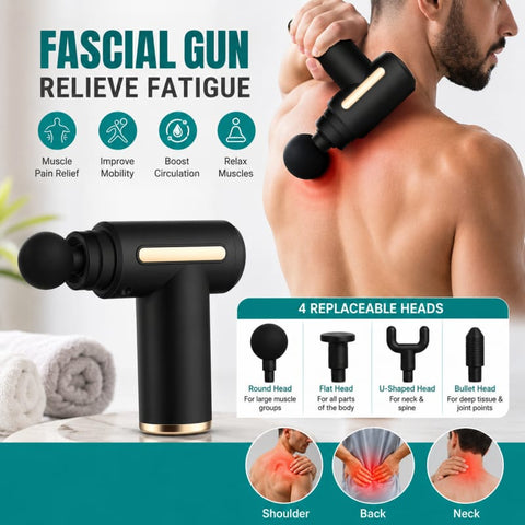 Massage Gun 4 In 1 Multifunctional Electric Body Massage - 6 Speeds With 4 Massage Heads